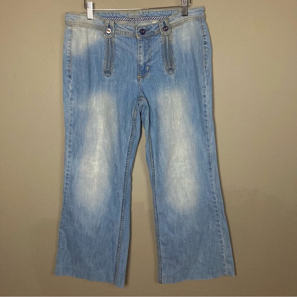 Beverly Hill Polo Club faded wide leg flare jeans size 10 Y2K blue - Picture 1 of 9